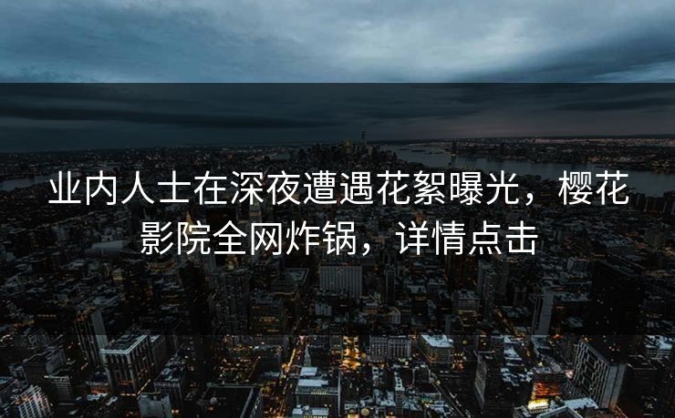 业内人士在深夜遭遇花絮曝光，樱花影院全网炸锅，详情点击