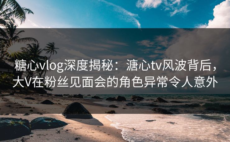 糖心vlog深度揭秘：溏心tv风波背后，大V在粉丝见面会的角色异常令人意外