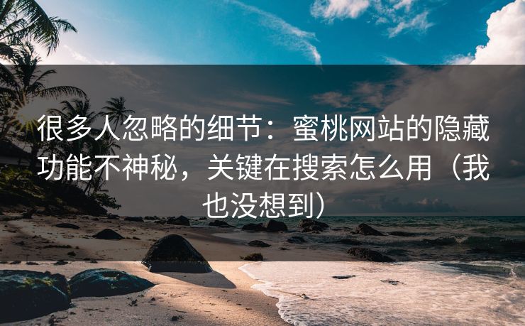 很多人忽略的细节：蜜桃网站的隐藏功能不神秘，关键在搜索怎么用（我也没想到）